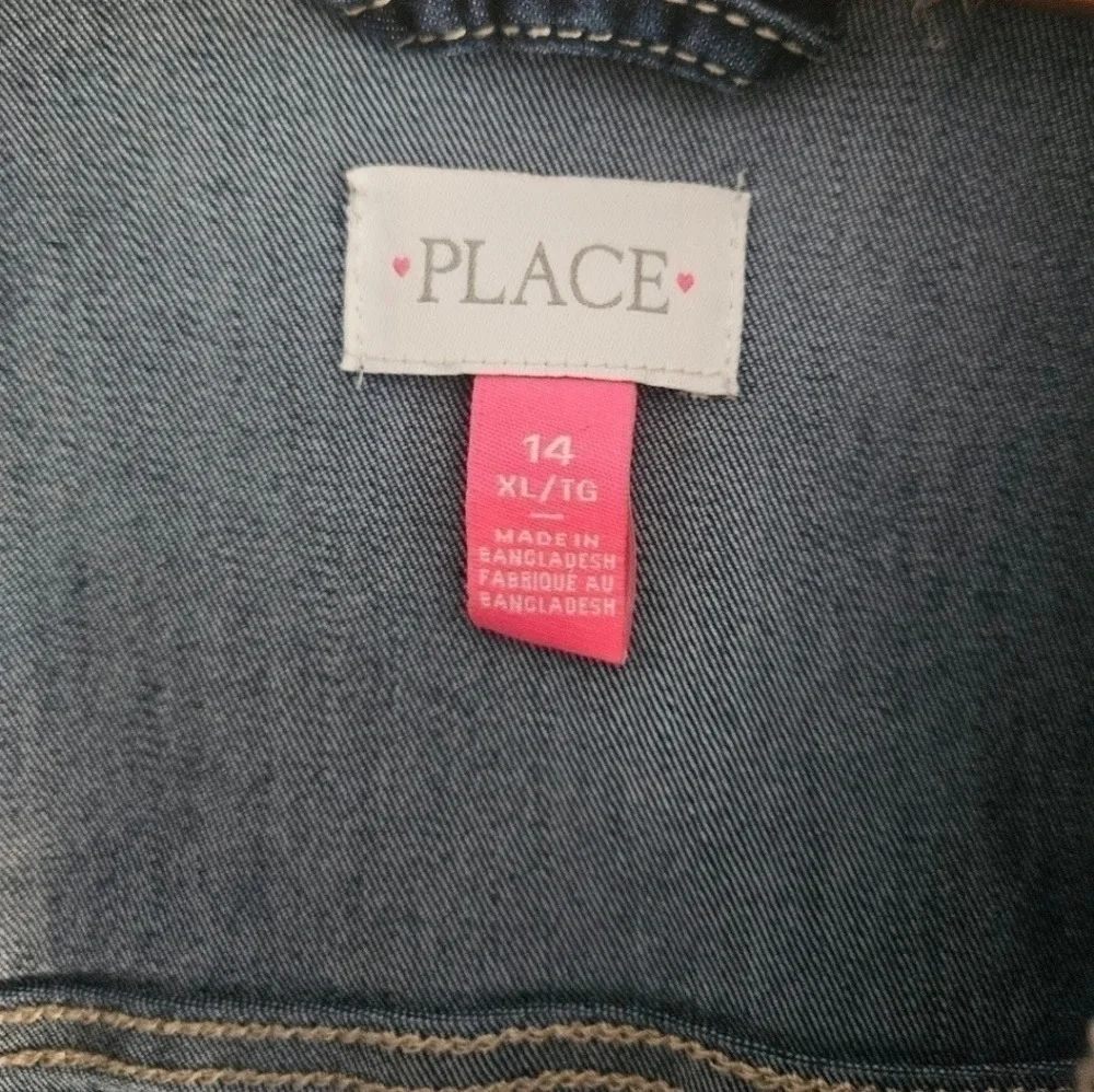 Children’s Place Girls Denim Jean Jacket Size 14 XL Long Sleeve Classic Blue - Picture 4 of 6